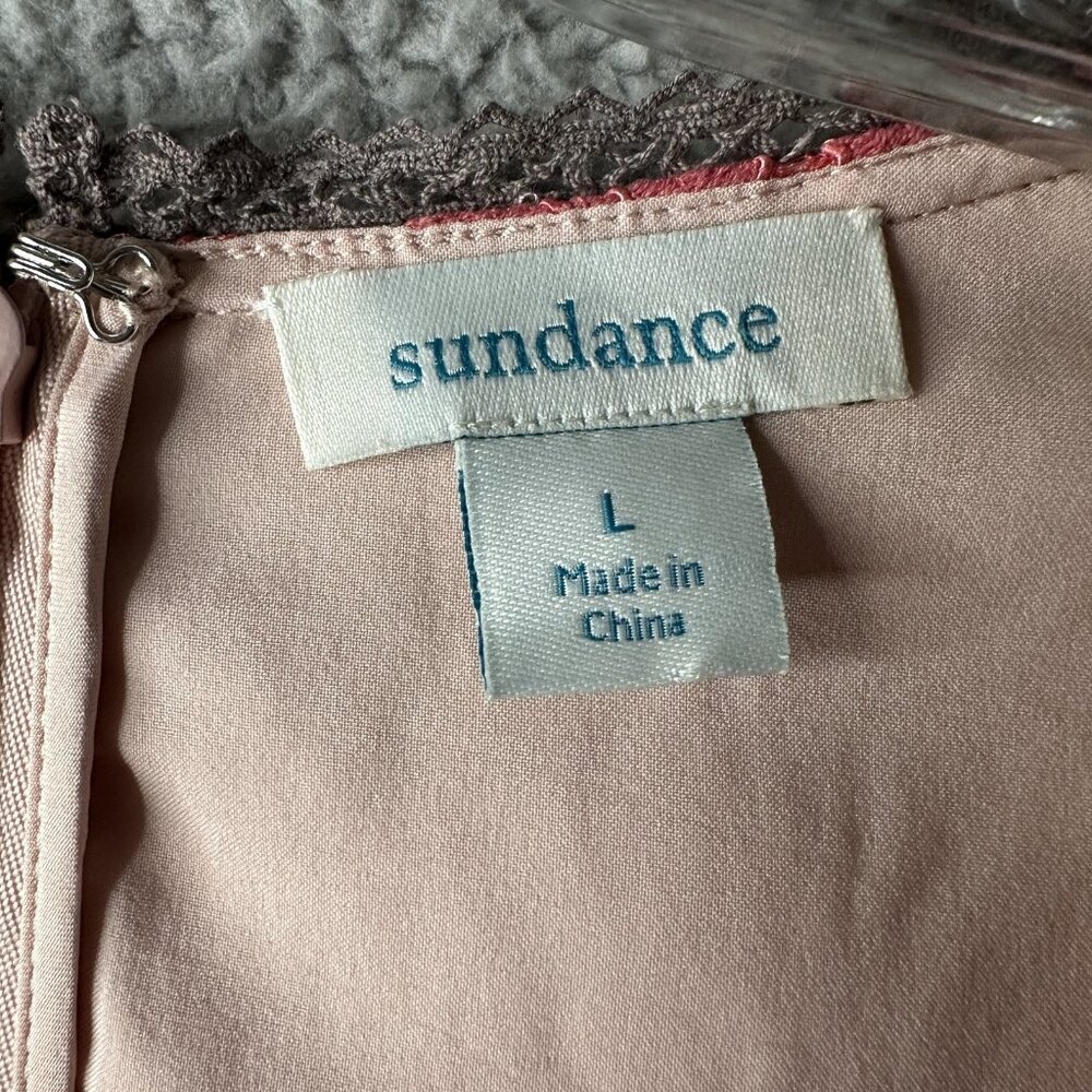 Sundance Coral Pink and Light Blue Lace Peplum Blouse - Picture 7 of 9